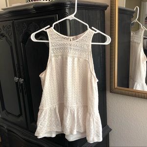 Ann Taylor Loft White Relaxed Peplum Boho Top